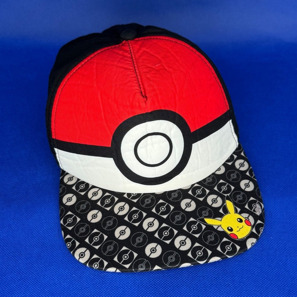 Pokemon Pikachu Pokeball Snapback Hat Youth OSFM Red Black White 2017 Nintendo